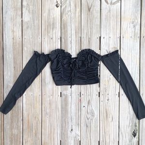 FASHION NOVA Sheer Ruching Crop Top